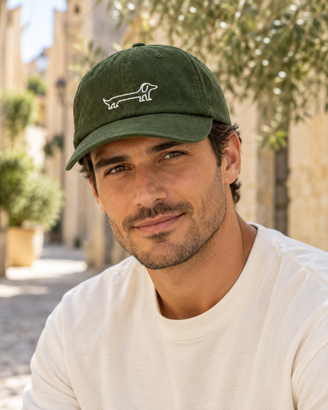 Dark Olive · Lifestyle mit Model · KI-generierte Produktvisualisierung